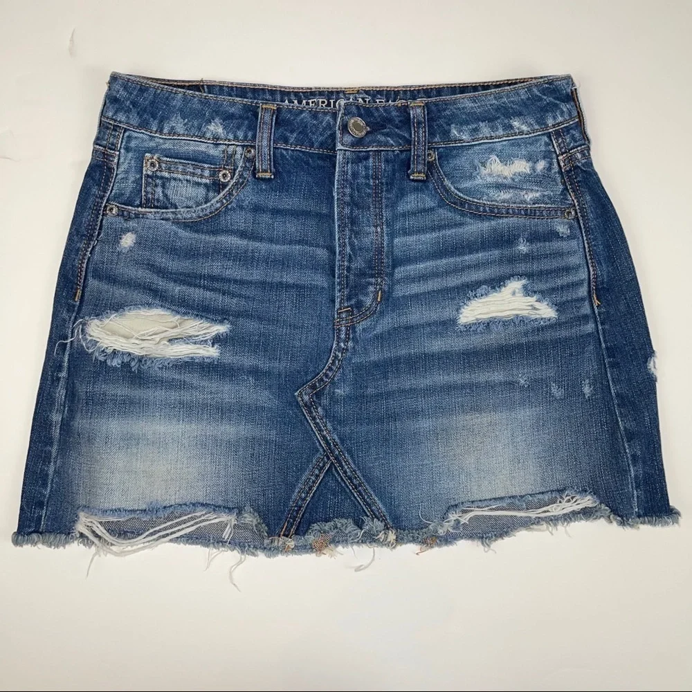 American Eagle Outfitters Destructed Jean Skirt 4